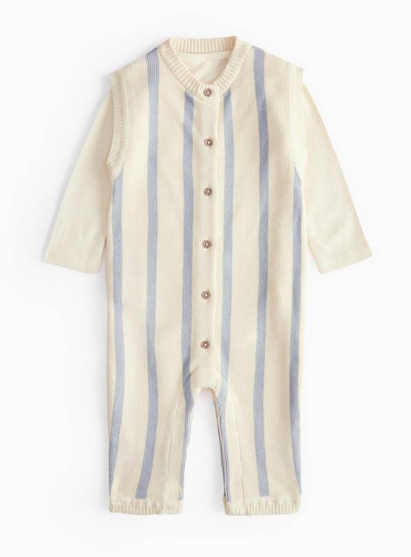 Blue Stripe Knitted Romper Set 12-18 months